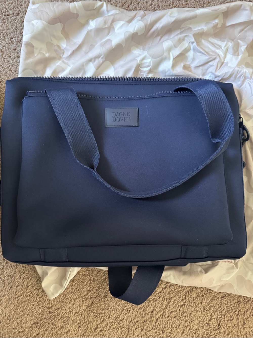 Dagne Dover Navy Neoprene Laptop Tote with Detachable Strap - Picture 4 of 4